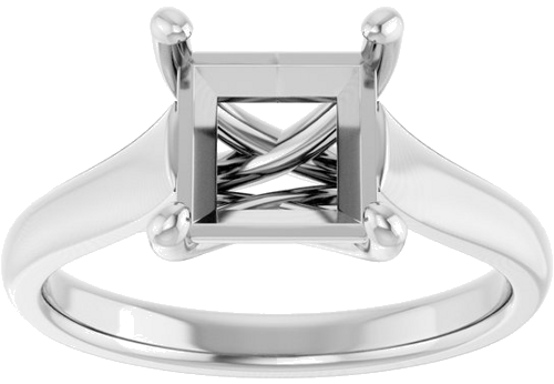 14K White 7 mm Square Solitaire Engagement Ring Mounting (3)