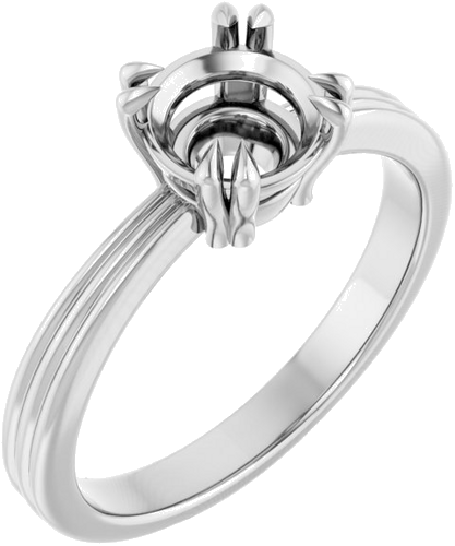 14K White 6.5 mm Round Solitaire Engagement Ring Mounting (1)