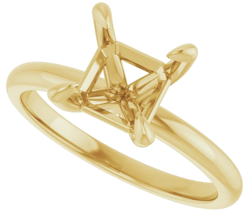 14K Yellow  7x7 mm Asscher Solitaire Engagement Ring Mounting (5)