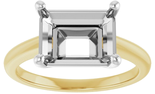 14K Yellow White 10x8 mm Emerald Solitaire Engagement Ring Mounting (3)
