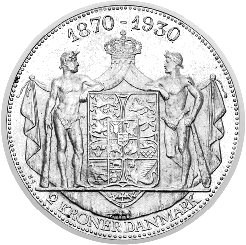 2 крони Юбилей на крал Кристиан X 1930 Дания сребърна монета (2)