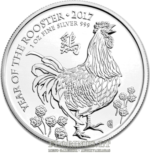 2017 Gaidžio metai (Lunar), Didžioji Britanija, 2 svarai, (1 oz) sidabrinė moneta (1)