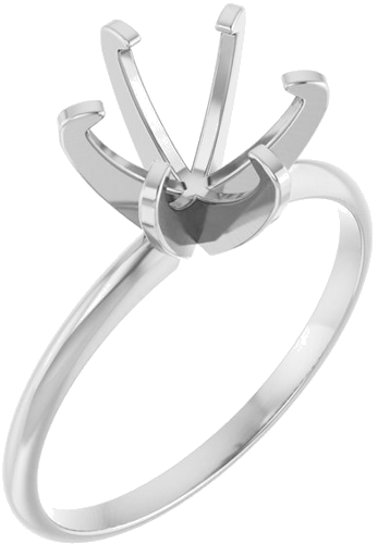 14K White 7.8-8.6 mm Round 6-Prong Solitaire Engagement Ring Mounting (1)