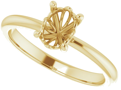 14K Yellow 7x5 mm Oval Solitaire Engagement Ring Mounting (5)