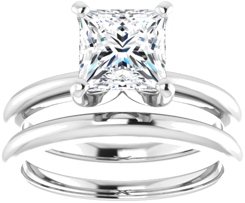 Sužadėtuvių Žiedas „Solitaire“ 585 Baltojo Aukso Square 6.5mm (8)