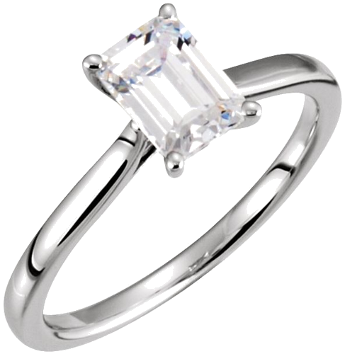 14K White 7x5 mm Emerald Solitaire Engagement Ring Mounting (3)