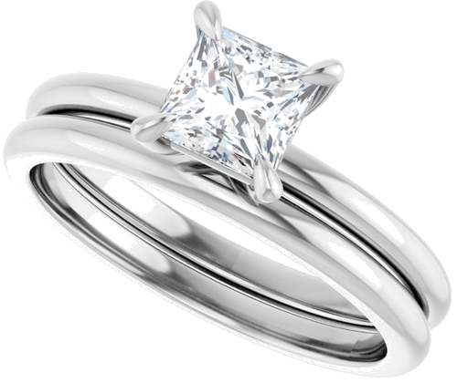 Sužadėtuvių Žiedas „Solitaire“ 417 Baltojo Aukso Square 5mm (10)