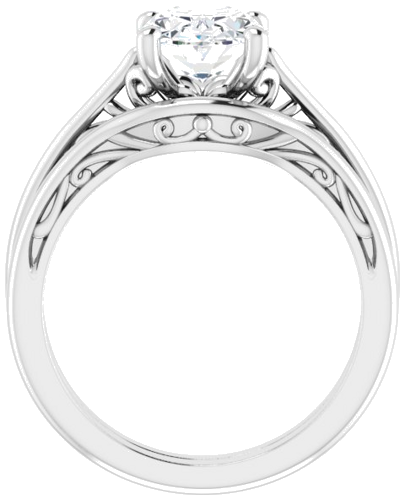 14K White 9x7 mm Oval Solitaire Engagement Ring Mounting (7)