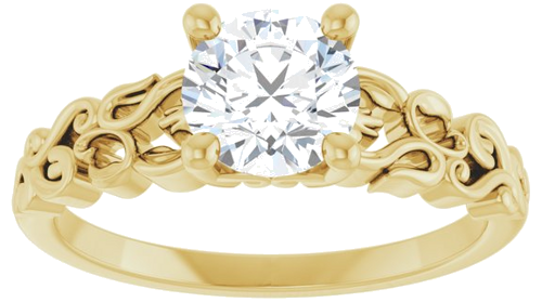 14K Yellow 6.5 mm Round Vintage-Inspired Solitaire Engagement Ring Mounting (8)