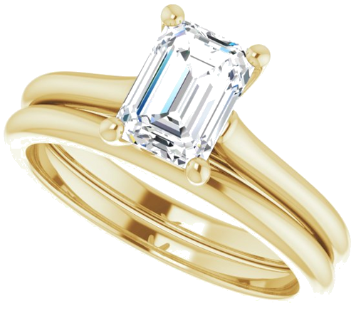 18K Yellow 7x5 mm Emerald Solitaire Engagement Ring Mounting (10)