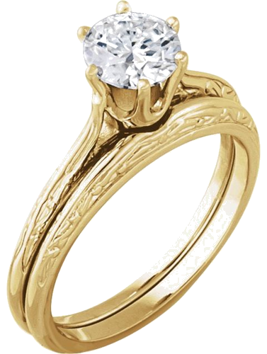 Sužadėtuvių Žiedas „Solitaire“ 585 Geltonojo Aukso Round 5.8mm (4)