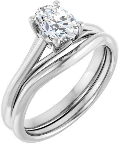 Sužadėtuvių Žiedas „Solitaire“ 585 Baltojo Aukso Oval 7mm x 5mm (6)