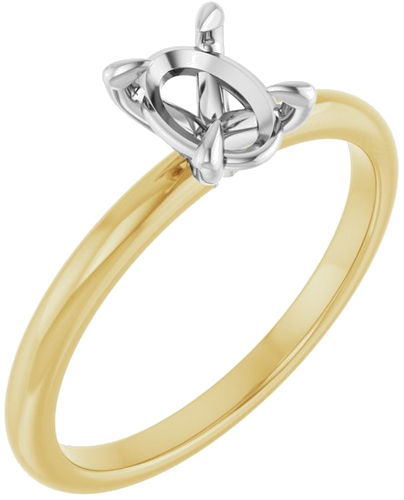 Sužadėtuvių Žiedas „Solitaire“ 585 Baltojo Ir Geltonojo Aukso Oval 7mm x 5mm (1)