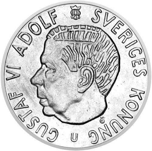 2 крони Густав VI (1952–1966) Швеция сребърна монета (1)