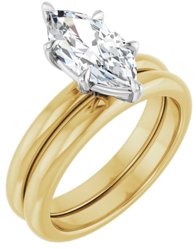 14K Yellow White 12x6 mm Marquise Solitaire Engagement Ring Mounting (6)