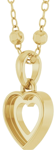 14K Yellow 6 mm Heart Cabochon 18  Necklace Mounting (2)