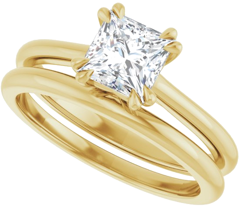 Sužadėtuvių Žiedas „Solitaire“ 585 Geltonojo Aukso Square 5.5mm (10)