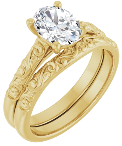 14K Yellow 8x6 mm Oval Solitaire Engagement Ring Mounting (6)
