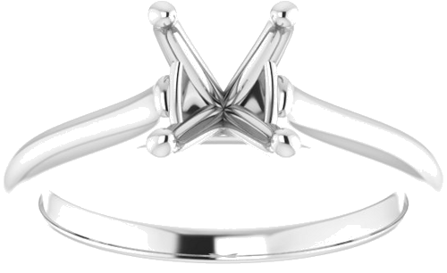 14K White 8x6 mm Oval Solitaire Engagement Ring Mounting (3)