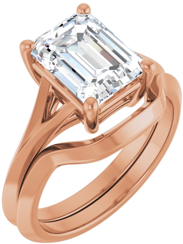 Sužadėtuvių Žiedas „Solitaire“ 585 Rožinis Aukso Emerald 9mm x 7mm (6)