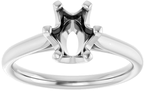 14K White 8x6 mm Oval Solitaire Engagement Ring Mounting (3)