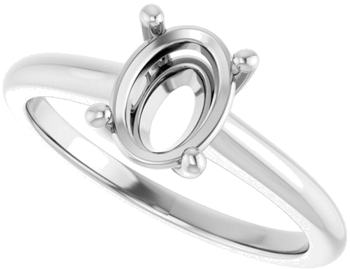 Sužadėtuvių Žiedas 585 Baltojo Aukso Oval 8mm x 6mm (5)