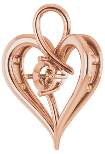 Pakabukas „Heart“ 585 Rožinis Aukso Round 5.2mm (2)