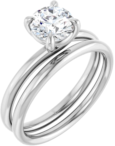 14K White 6.5 mm Round Engagement Ring Mounting (6)