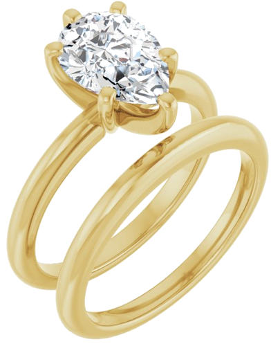 Sužadėtuvių Žiedas „Solitaire“ 585 Geltonojo Aukso Pear Shape 10mm x 7mm (6)