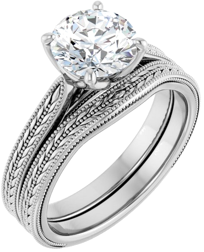 Sužadėtuvių Žiedas „Solitaire“ 14k white gold Round 7.4mm (6)