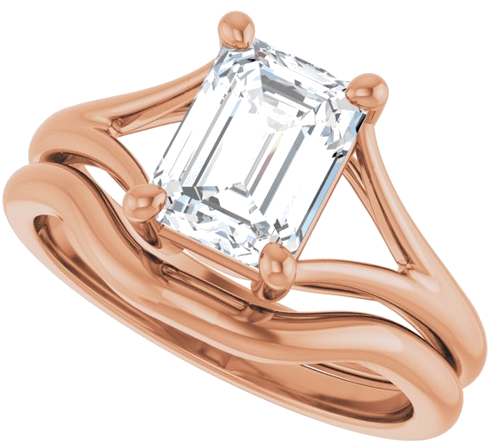 14K Rose 8x6 mm Emerald 4-Prong Cathedral Split Shank Engagement Ring Mounting (10)