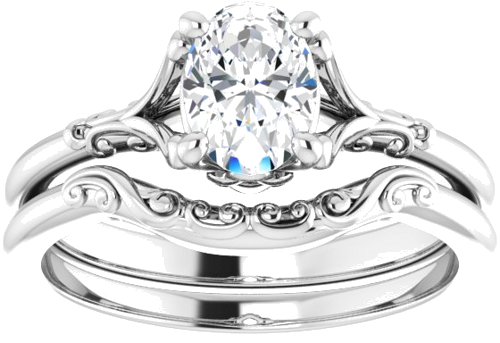 Sužadėtuvių Žiedas „Solitaire“ 585 Baltojo Aukso Oval 7mm x 5mm (8)