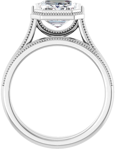 14K White 9x7 mm Emerald Solitaire Engagement Ring Mounting (7)