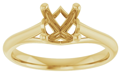 14K Yellow 6 mm Cushion Solitaire Engagement Ring Mounting (3)