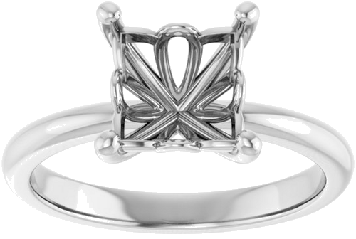 14K X1 White 7 mm Square Solitaire Engagement Ring Mounting (3)