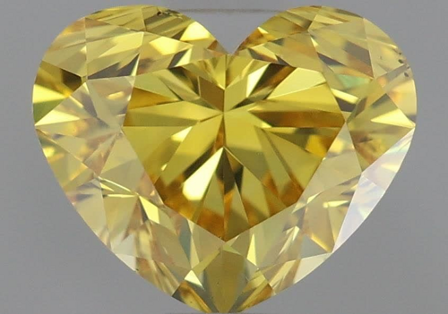 0.88 carat Fancy Vivid Yellow-VS2 Natūralus Heart Deimantas (1)