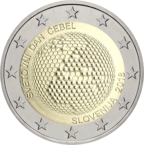 2018 Словения Монета от 2 евро Световен ден на пчелите (1)