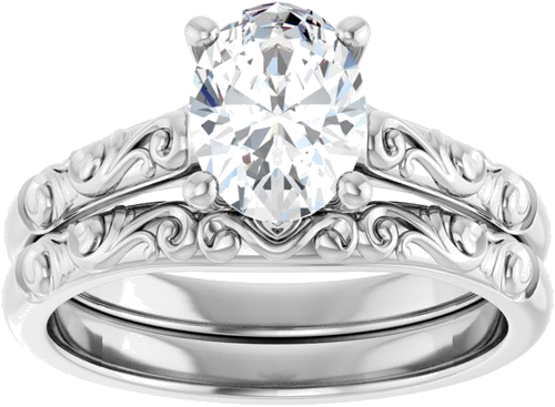 Sužadėtuvių Žiedas „Solitaire“ 585 Baltojo Aukso Oval 8mm x 6mm (6)