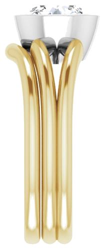 Sužadėtuvių Žiedas „Bezel-Set Solitaire“ 585 Baltojo Ir Geltonojo Aukso Round 7.4mm (9)