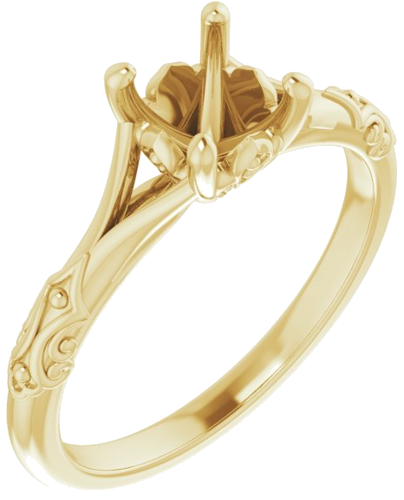 14K Yellow 6 mm Round Solitaire Engagement Ring Mounting (1)