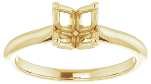 14K Yellow  5 mm Square Solitaire Engagement Ring Mounting (3)