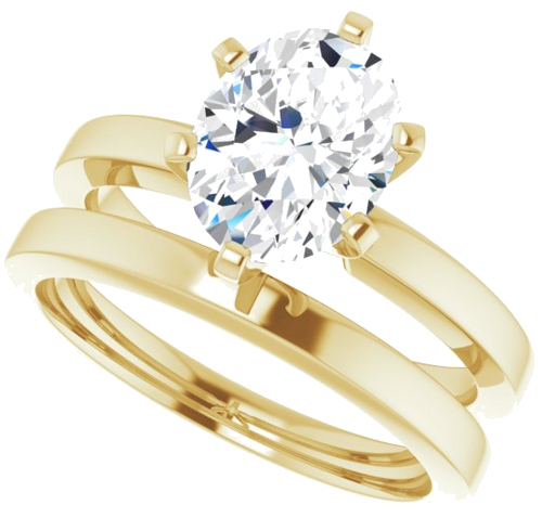 Sužadėtuvių Žiedas „Solitaire“ 585 Geltonojo Aukso Oval 9mm x 7mm (10)