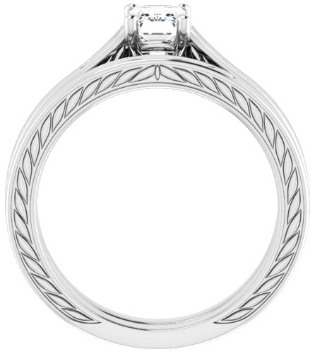 Sužadėtuvių Žiedas „Scroll Solitaire“ 585 Baltojo Aukso Emerald 6mm x 4mm (7)