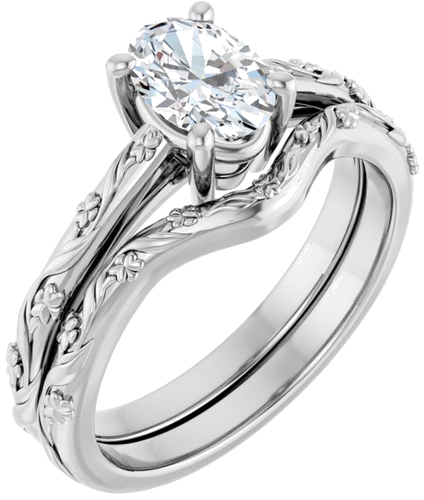 Sužadėtuvių Žiedas „Solitaire“ 585 Baltojo Aukso Oval 7mm x 5mm (6)