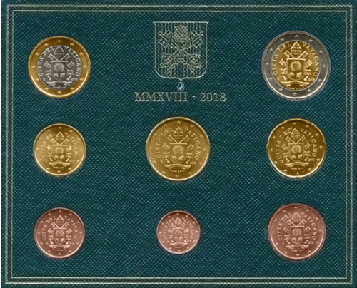 2018 Vatikānas ģerboņa BU Eiro monētu komplekts (2)