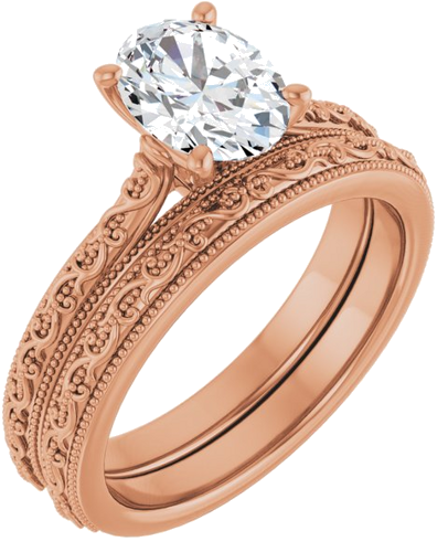 14K Rose  8x6 mm Oval Solitaire Engagement Ring Mounting (6)