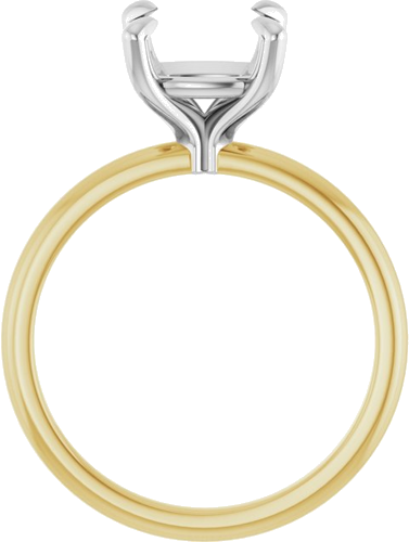 14K Yellow White 8 x 8 mm Cushion Engagement Ring Mounting (2)