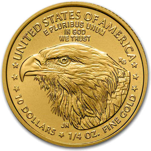 1/4 oz Amerikos Erelis 2021 JAV auksinė moneta (Naujas dizainas) (1)