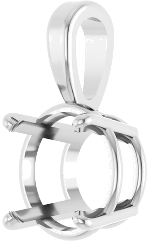 14K White 9.5 mm Round 4-Prong Pendant Mounting (2)