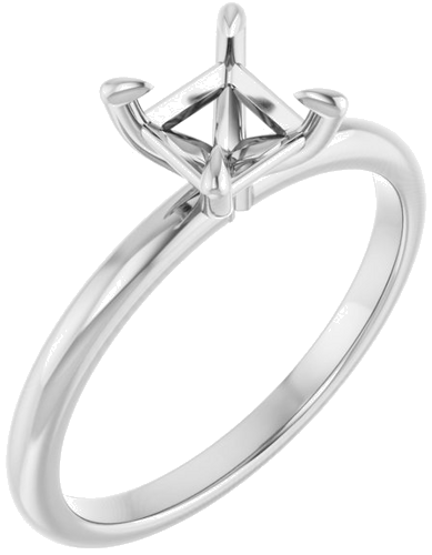 10K White  5x5 mm Square Solitaire Engagement Ring Mounting (1)
